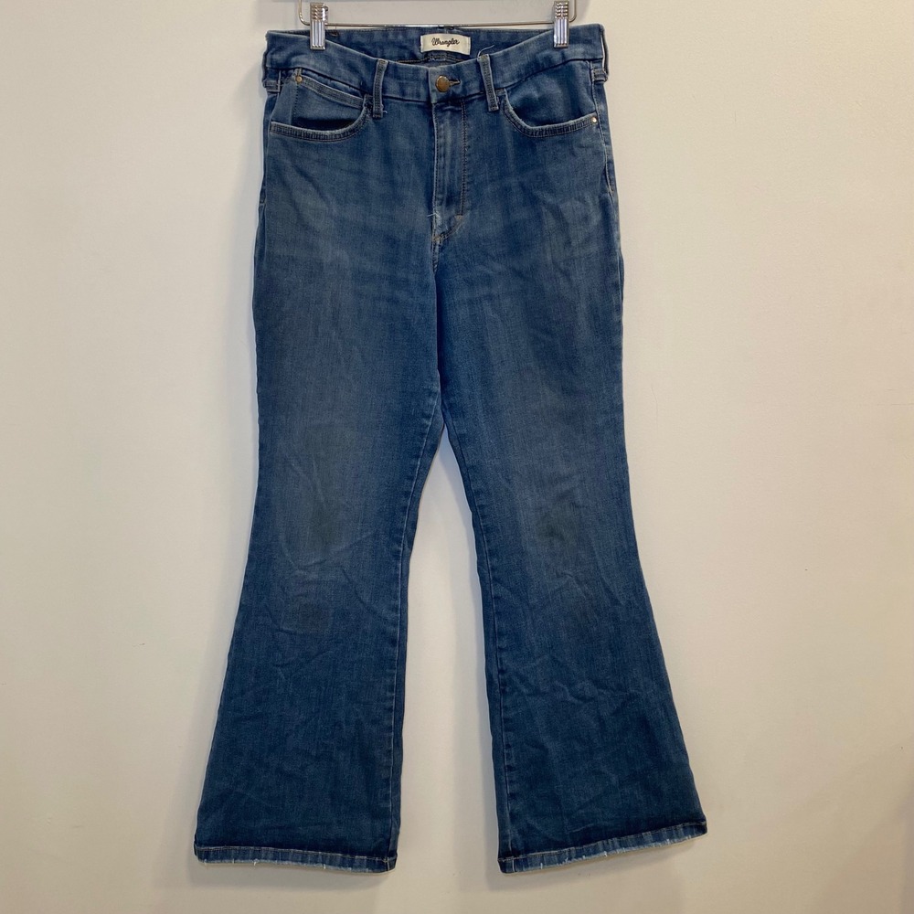 Wrangler Bespoke Flare Jeans 29 Blue Stretch Western Boho 70s Retro Bell Bottoms